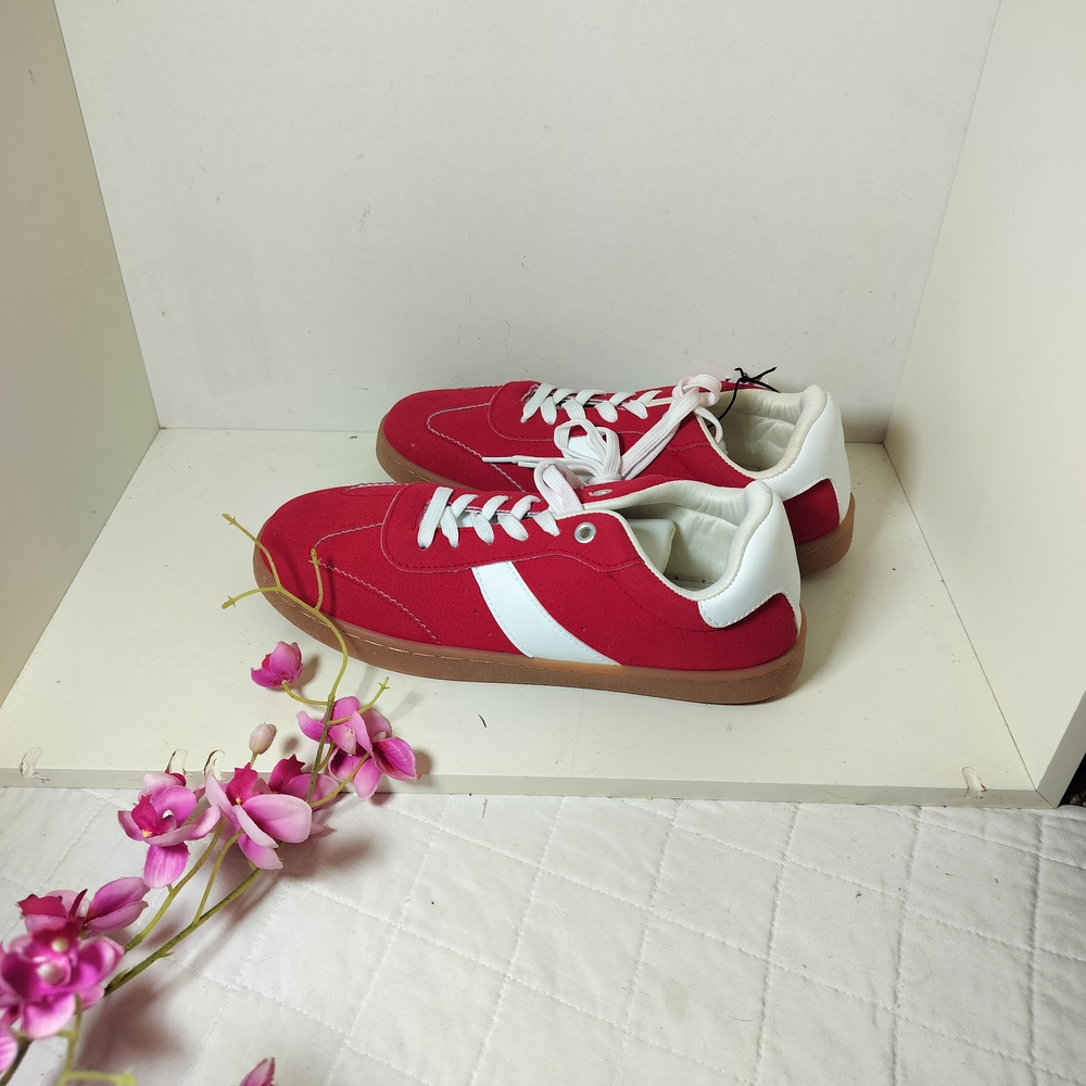 Sincerely Jules Red and White Women's Sneakers - Picture 3 of 5